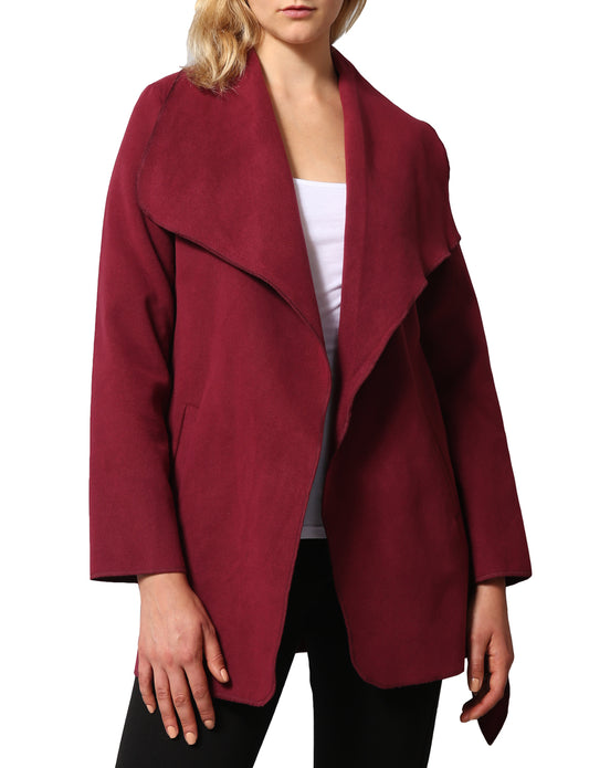 WOMEN’S DRAPE FRONT BELT WAIST TRENCH COAT CARDIGAN NEWJ126