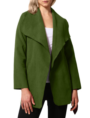 WOMEN’S DRAPE FRONT BELT WAIST TRENCH COAT CARDIGAN NEWJ126 
