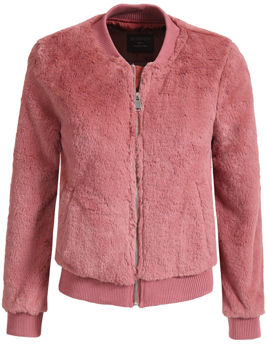 BASIC SOFT FUR LONG SLEEVE ZIP-UP JACKET NEWJ136