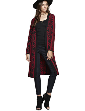 PRINT LIGHT WEIGHT LONGLINE CARDIGAN NEWJ196 
