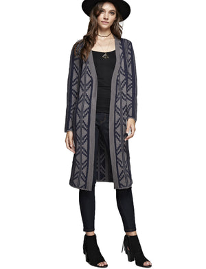 PRINT LIGHT WEIGHT LONGLINE CARDIGAN NEWJ196 