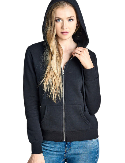 BASIC LONG SLEEVE PULLOVER BRUSHED ZIP-UP HOODIE FLEECE JACKET NEWJ204