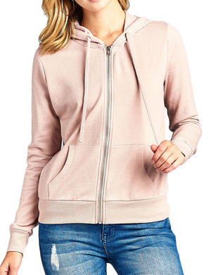 BASIC LONG SLEEVE PULLOVER BRUSHED ZIP-UP HOODIE FLEECE JACKET NEWJ204 