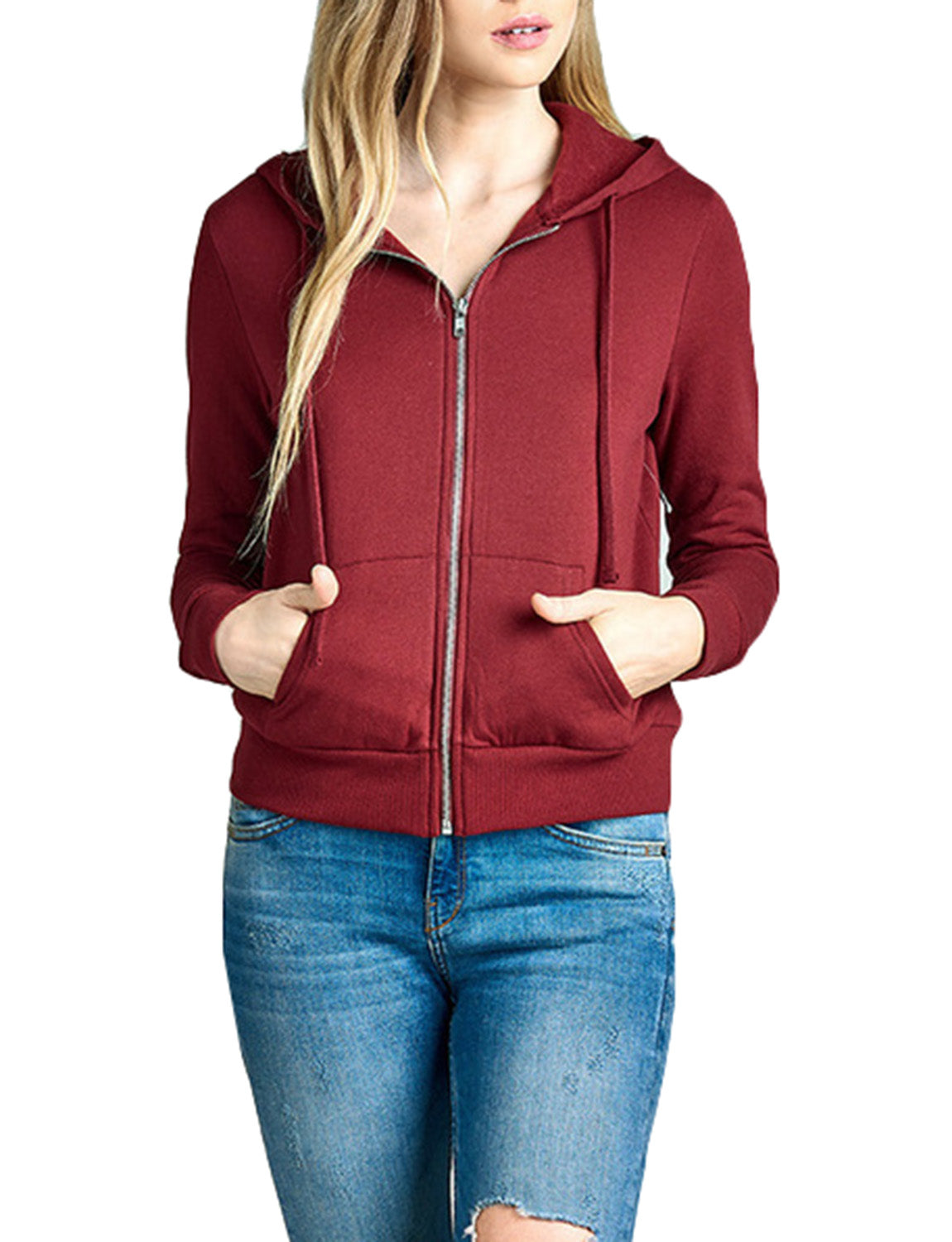 Maroon zip up hoodie womens clearance
