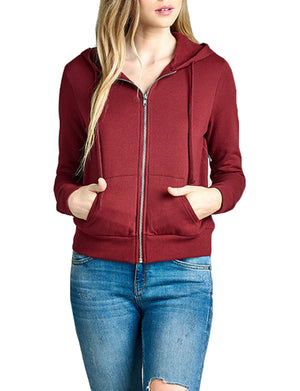 BASIC LONG SLEEVE PULLOVER BRUSHED ZIP-UP HOODIE FLEECE JACKET NEWJ204 