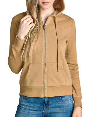 BASIC LONG SLEEVE PULLOVER BRUSHED ZIP-UP HOODIE FLEECE JACKET NEWJ204 