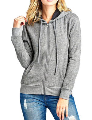 BASIC LONG SLEEVE PULLOVER BRUSHED ZIP-UP HOODIE FLEECE JACKET NEWJ204 