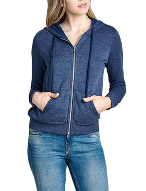 BASIC LONG SLEEVE PULLOVER BRUSHED ZIP-UP HOODIE FLEECE JACKET NEWJ204 