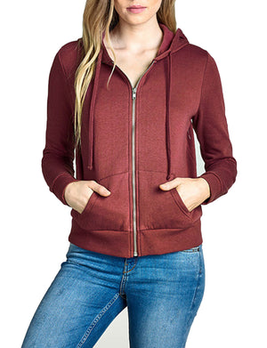 BASIC LONG SLEEVE PULLOVER BRUSHED ZIP-UP HOODIE FLEECE JACKET NEWJ204 