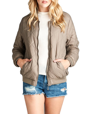 BASIC CASUAL QUILTED PADDING BOMBER JACKET NEWJ2049 PLUS