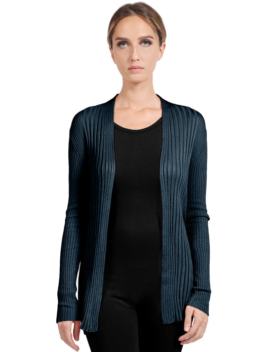 BASIC LONG SLEEVE OPEN FRONT RIBBED KNIT CARDIGAN NEWJ2050