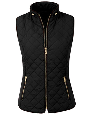 Classic Quilted Front Zip Up Padded Vest