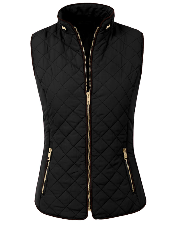Classic Quilted Front Zip Up Padded Vest - NE PEOPLE