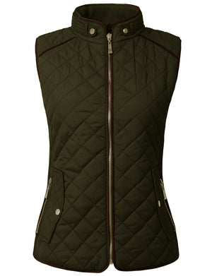 Classic Quilted Front Zip Up Padded Vest