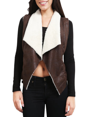 LIGHT WEIGHT FAUX LEATHER WOOL LINED VEST NEWJ67 