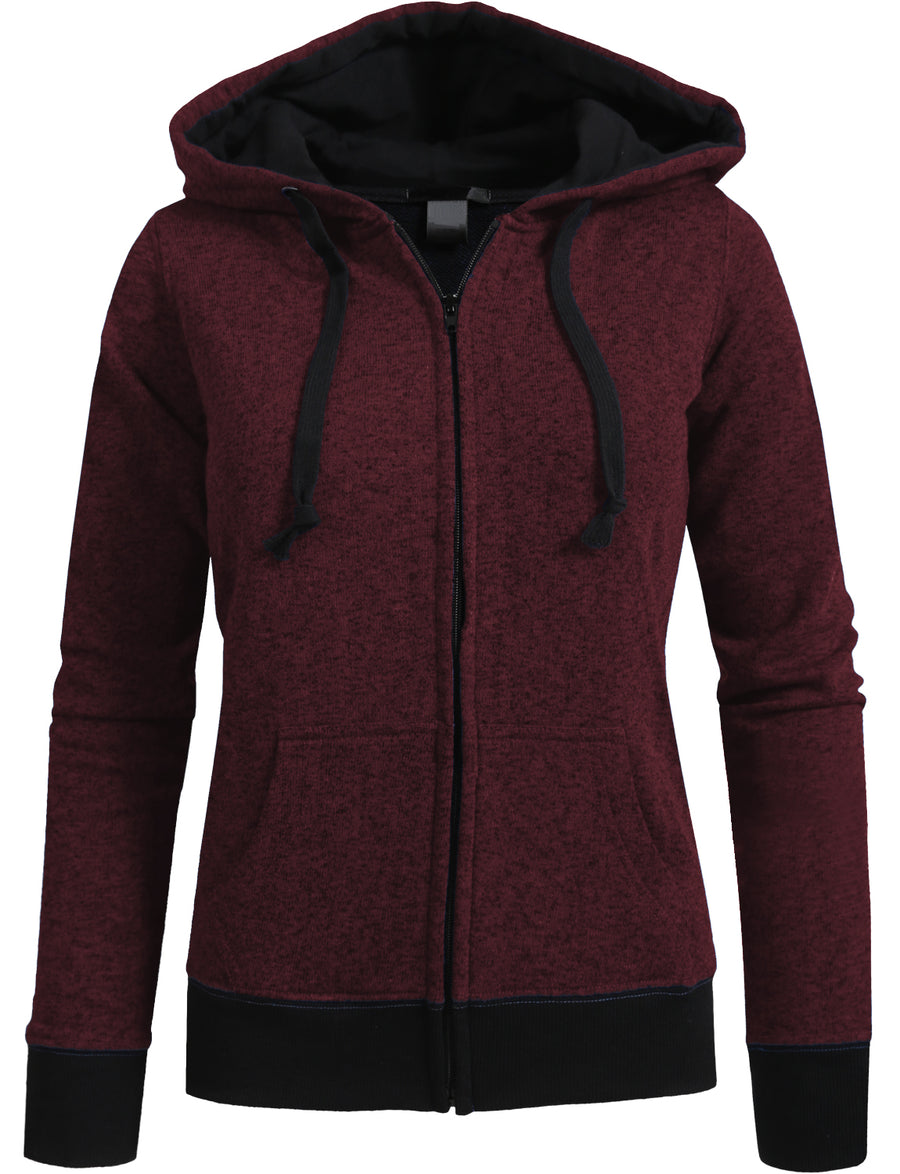 LONG SLEEVE FLEECE HEATHERED ZIP-UP HOODIE NEWJ69 