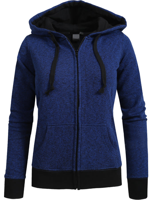 LONG SLEEVE FLEECE HEATHERED ZIP-UP HOODIE NEWJ69