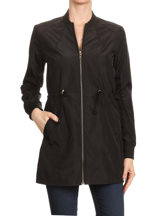 BOMBER JACKET WITH RIB KNIT TRIM NEWJ88