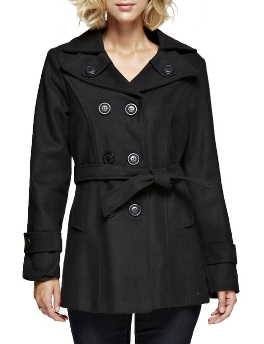 CLASSIC DOUBLE BREASTED PEA COAT WITH BELTS NEWJ910