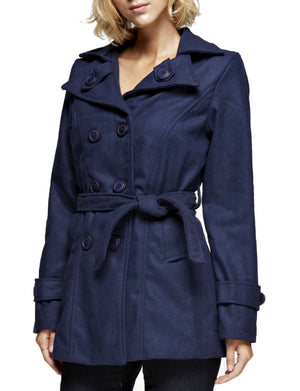 CLASSIC DOUBLE BREASTED PEA COAT WITH BELTS NEWJ910 