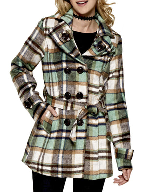 CLASSIC DOUBLE BREASTED PEA COAT WITH BELTS NEWJ911 