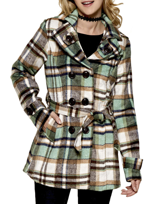 CLASSIC DOUBLE BREASTED PEA COAT WITH BELTS NEWJ911