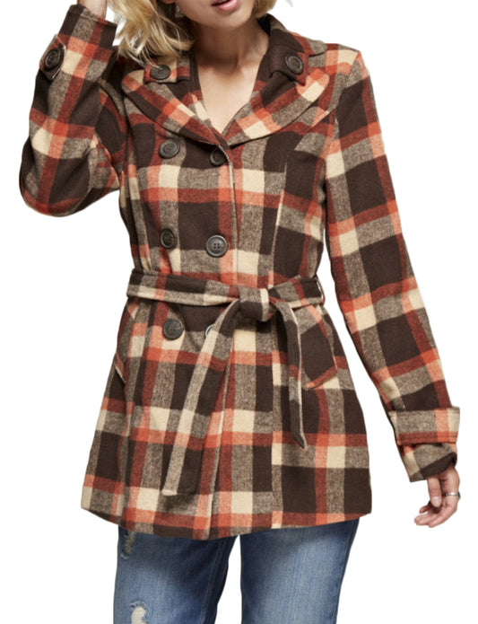 CLASSIC DOUBLE BREASTED PEA COAT WITH BELTS NEWJ912 