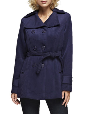 CLASSIC DOUBLE BREASTED PEA COAT WITH BELTS NEWJ913 
