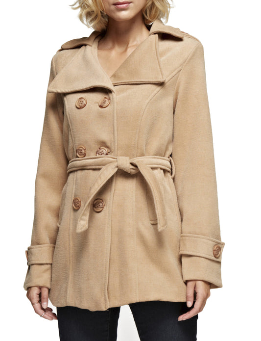 CLASSIC DOUBLE BREASTED PEA COAT WITH BELTS NEWJ913