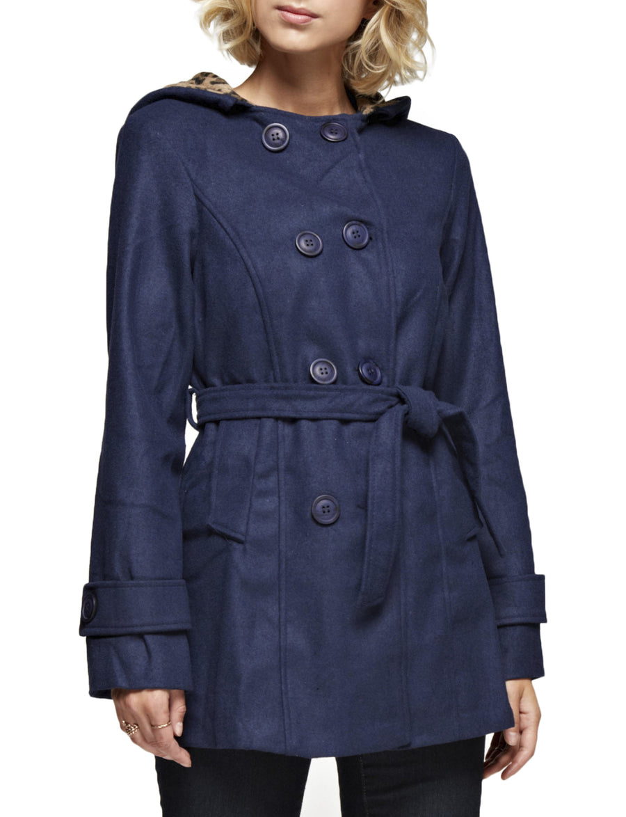 CLASSIC DOUBLE BREASTED PEA COAT WITH BELTS NEWJ914 