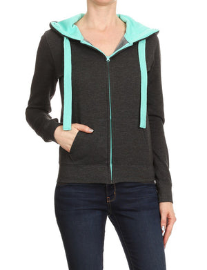 CASUAL WIDE-STRING TRAINING FLEECE HOODED JACKETS NEWJ95 