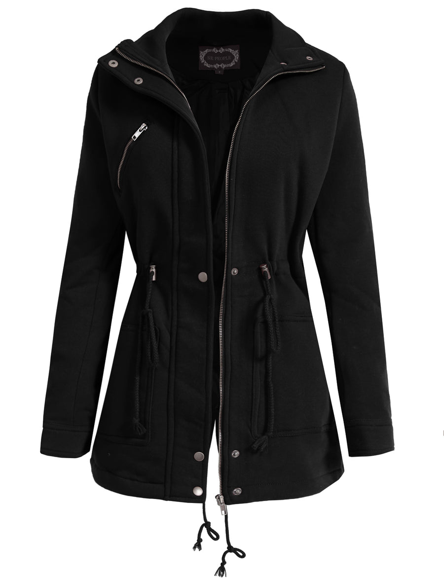 BASIC LIGHT WEIGHT JACKET WITH ZIPPER AND BUTTON CLOSURE NEWJ97 