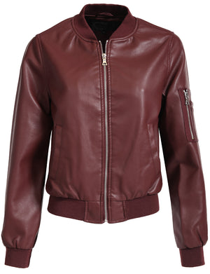 FITTED MIXED MEDIA FAUX LEATHER ZIP-UP MOTO JACKET WITH HOODIE NEWJ98 