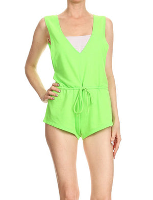 CASUAL LIGHT WEIGHT TERRY V-NECKLINE ATHLETIC ROMPER NEWJS05 