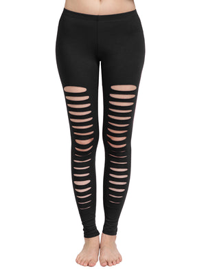 CASUAL ELASTIC LADDER CUT OUT COTTON JERSEY LEGGINGS NEWP23 