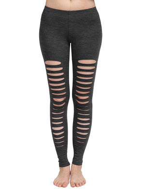 CASUAL ELASTIC LADDER CUT OUT COTTON JERSEY LEGGINGS NEWP23 