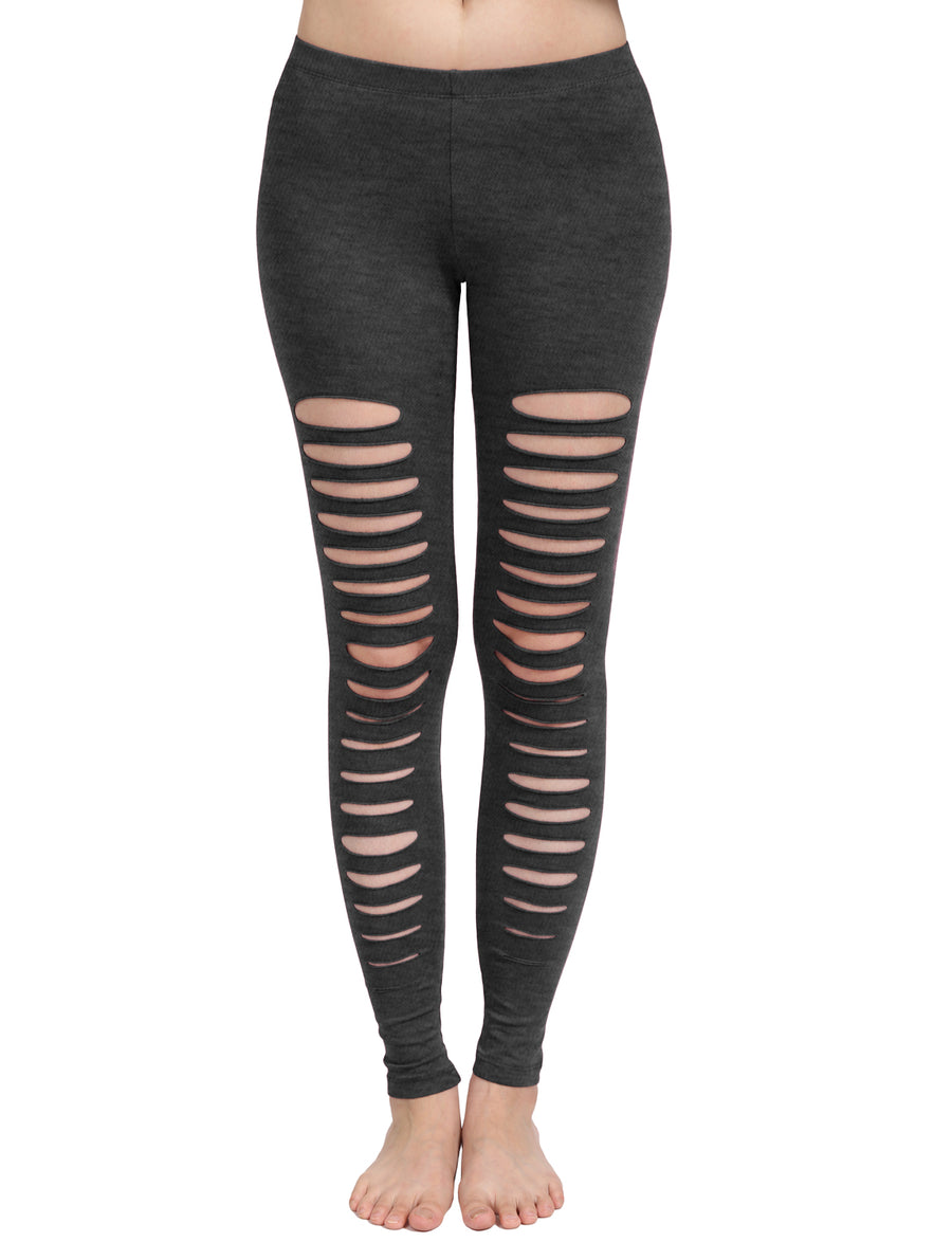 CASUAL ELASTIC LADDER CUT OUT COTTON JERSEY LEGGINGS NEWP23 