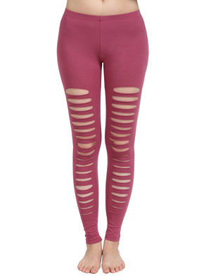 CASUAL ELASTIC LADDER CUT OUT COTTON JERSEY LEGGINGS NEWP23 