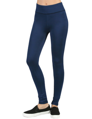 SOLID SOFT STRETCH WORKOUT LONG PANTS WITH BACK WAIST ZIPPER NEWP25 
