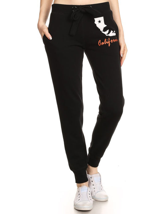 CASUAL WIDE-STRING CALIFORNIA FLEECE JOGGING PANTS NEWP37 PLUS