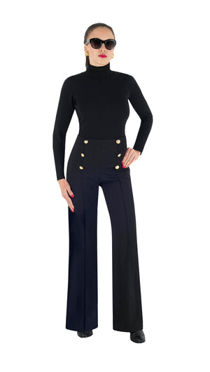 Womens High Waist Sailor Bell Bottom Long Pants