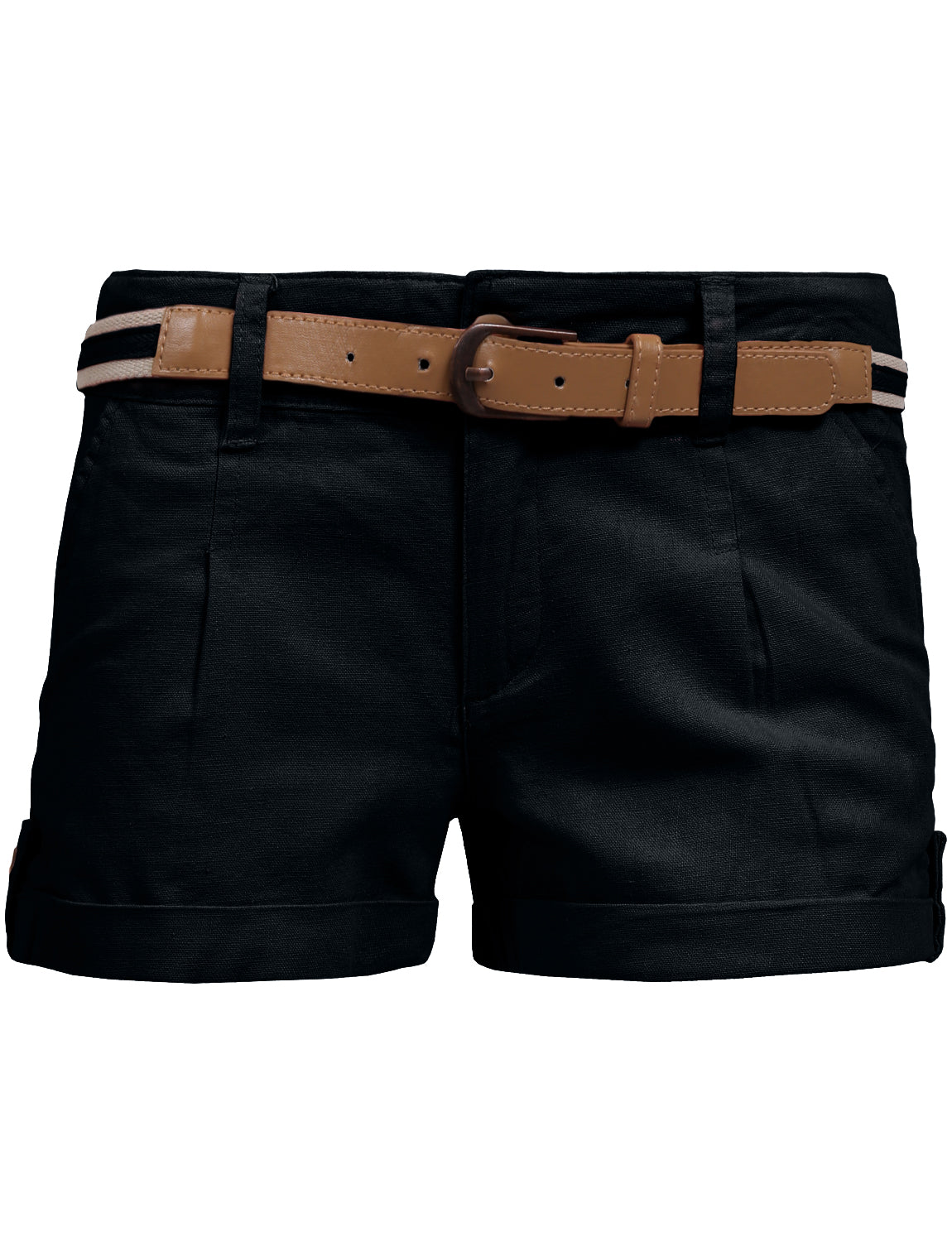 MID RISE FITTED CUFFED HEM CASUAL SHORTS W/BELT NEWP57 
