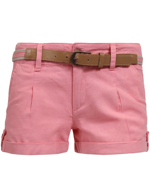 MID RISE FITTED CUFFED HEM CASUAL SHORTS W/BELT NEWP57 