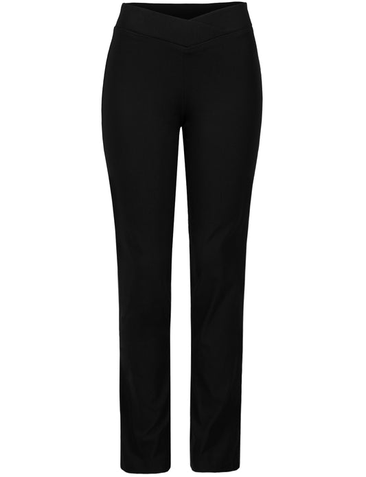 CROSS OVER FRONT OVERLAP V WAISTBAND CASUAL ELASTIC LONG PANTS NEWP83