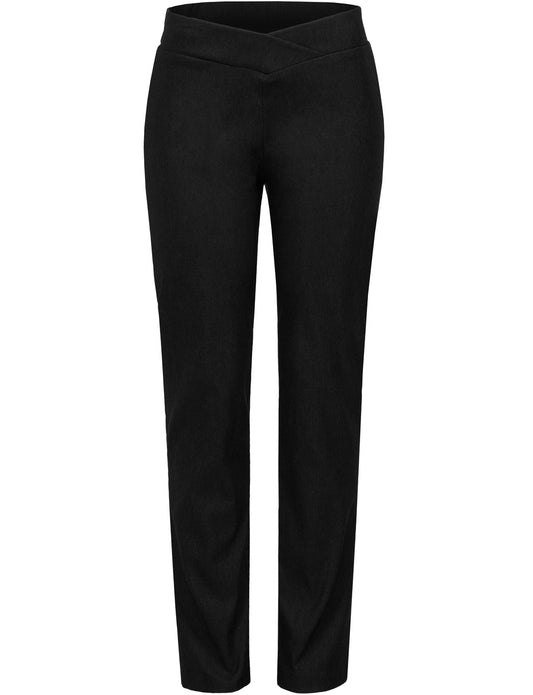 CROSS OVER FRONT OVERLAP V WAISTBAND CASUAL ELASTIC LONG PANTS NEWP89