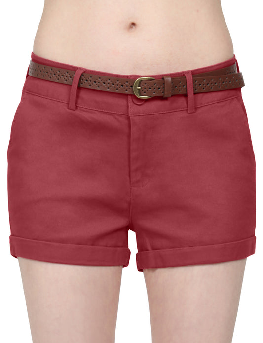 CASUAL HEM CUFFED WITH BUCKLED BELTS SHORTS PANTS NEWP93