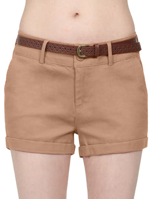 CASUAL HEM CUFFED WITH BUCKLED BELTS SHORTS PANTS NEWP93 