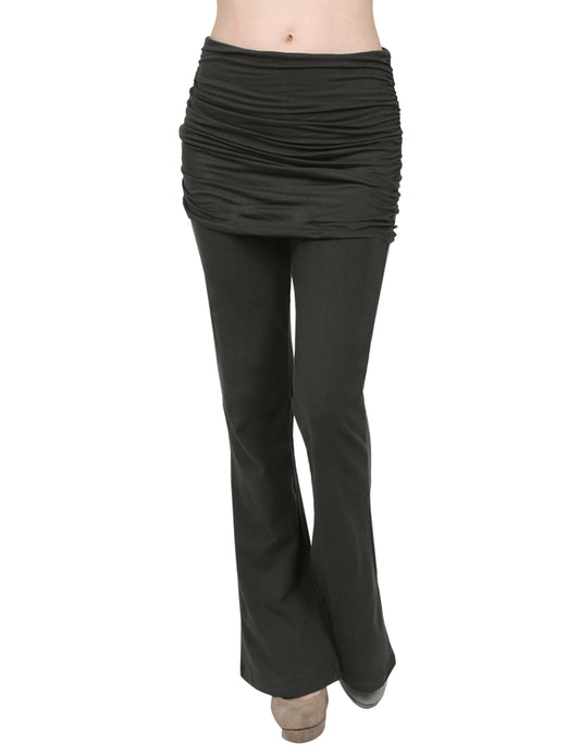 LIGHT WEIGHT SOLID STRETCH FOLD OVER FLARE YOGA PANTS NEWP94