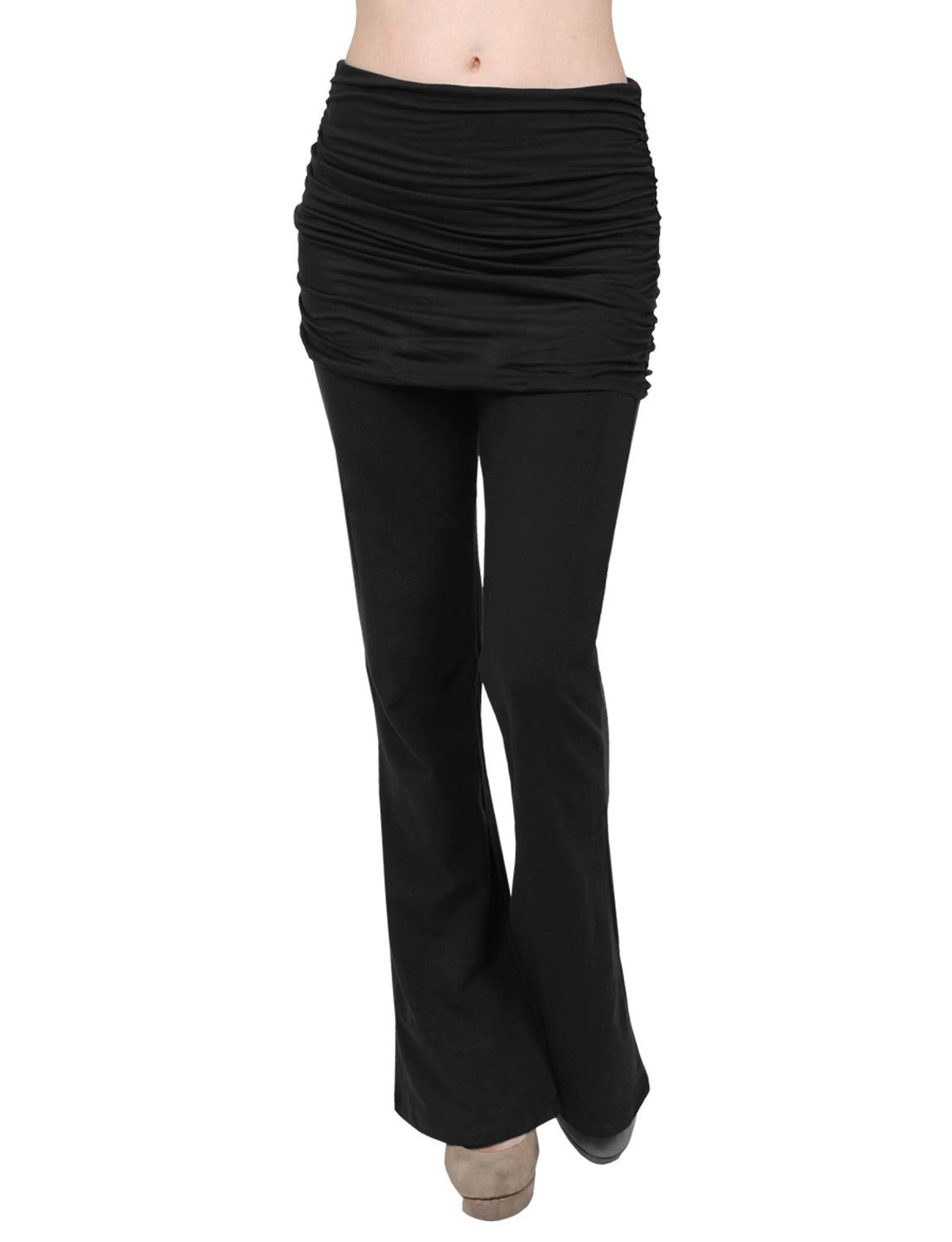  NioBe Clothing Stretchy Fold Over Lounge Solid Flare Yoga Pants  (Large, Black) : Clothing, Shoes & Jewelry
