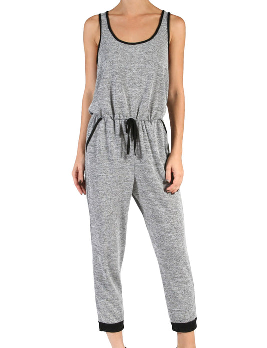 SLEEVELESS SCOOP NECK RACERBACK JUMPSUIT WITH DRAWSTRING NEWRJ04